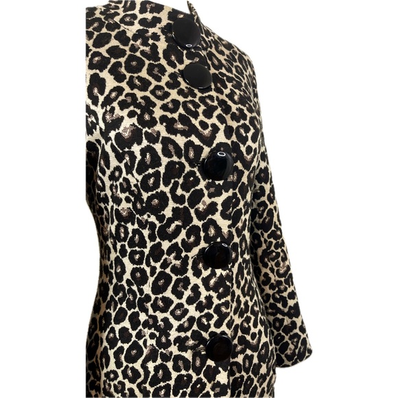 Le Chateau Leopard Print Fitted Pea Coat Made in Canada; XXS - Picture 2 of 9